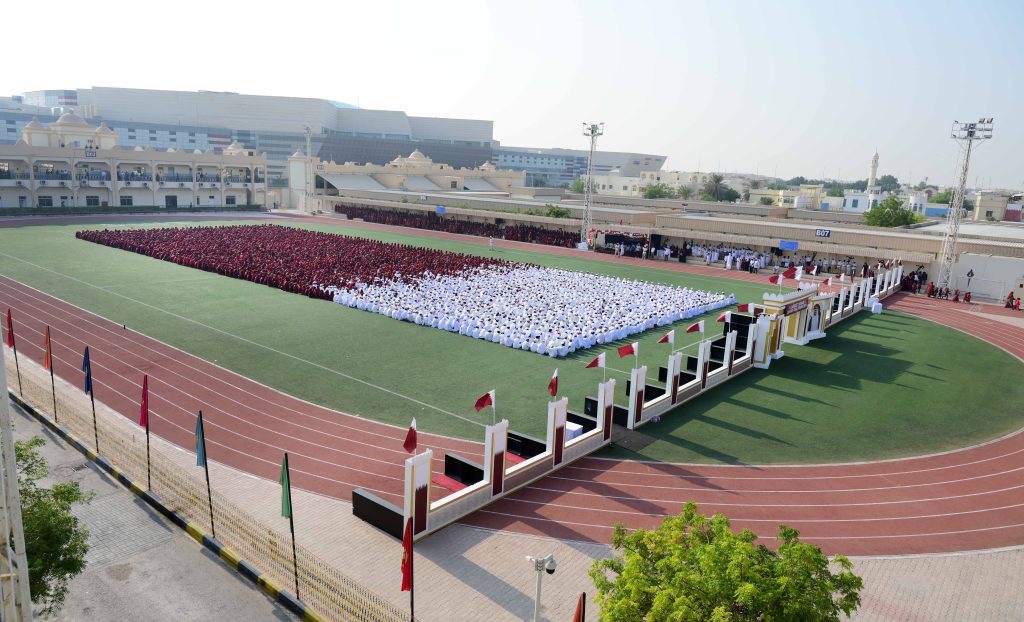 M.E.S DEMONSTRATES LARGEST HUMAN QATAR NATIONAL FLAG FORMATION