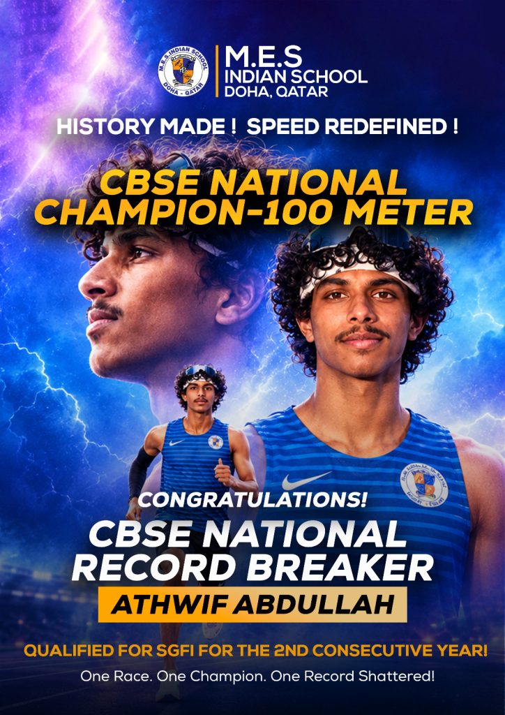 CONGRATULATIONS ! CBSE NATIONAL RECORD BREAKER    “ATHWIF ABDULLAH”  CBSE NATIONAL CHAMPION -100 METER